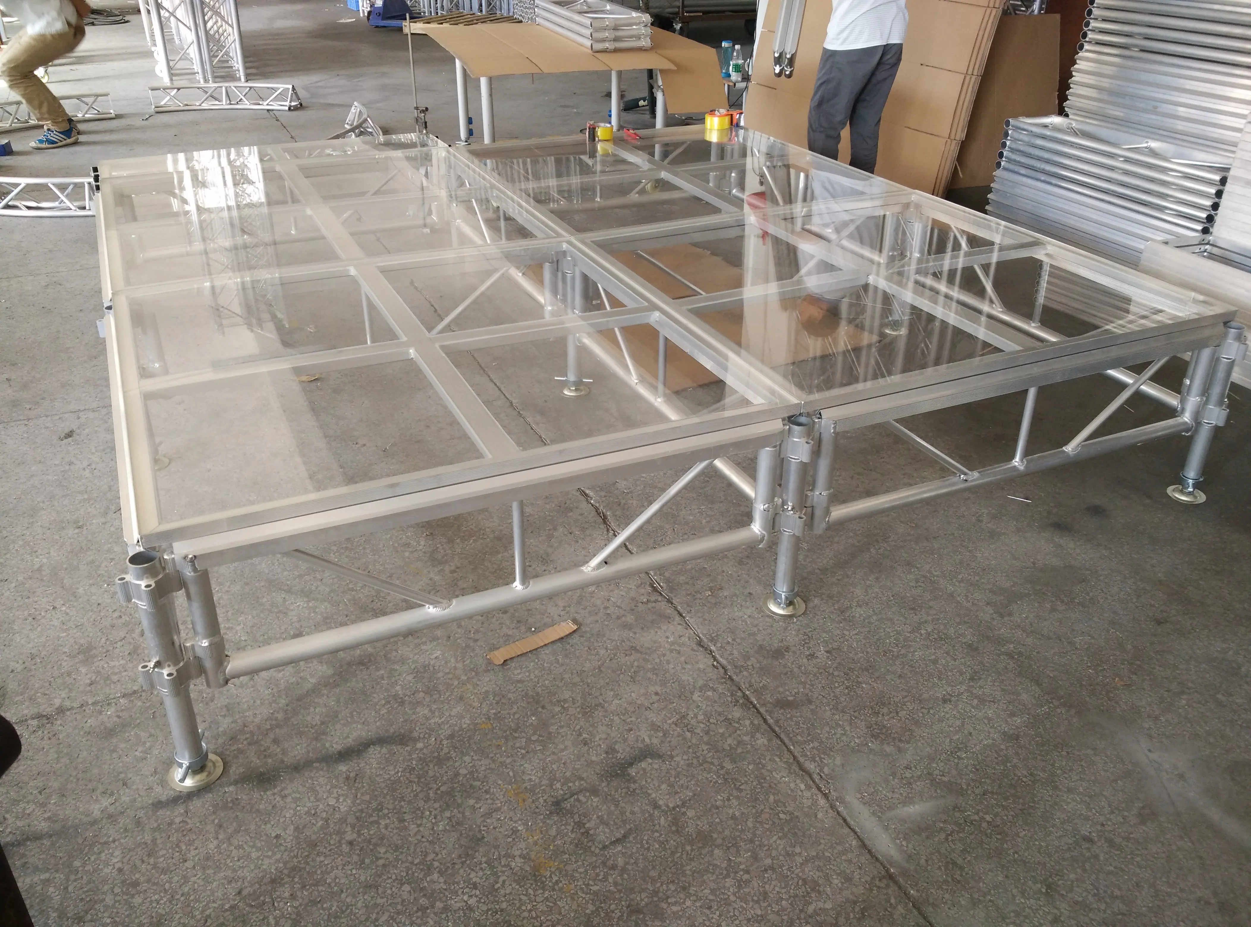 ESI-Festival Wedding Decor Event Aluminium Fiberglass Acrylic Transparent Glass Stage Platform Swimming Pool For Sale