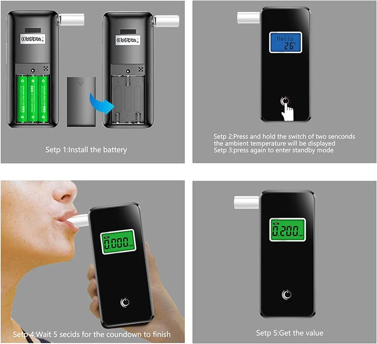 Manufacturer Professional Breathalyzer Alcohol Tester Alcohol Checker Alcohol Breathalyzer