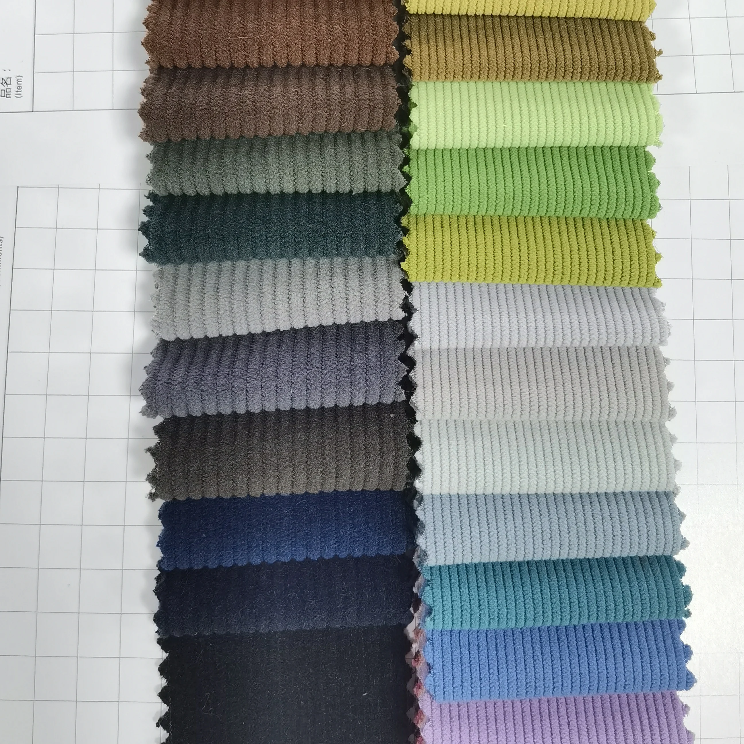 Velvet fabrics 100% polyester 4.5/8/11/16/21 wales Corduroy Fabric for suits and pants