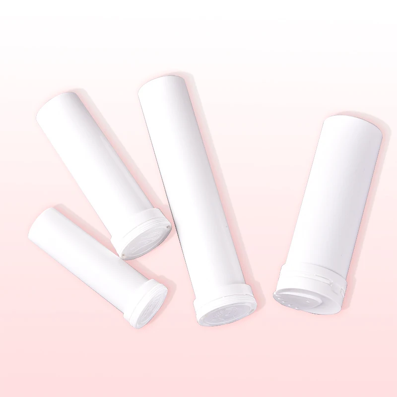 29*99mm Vitamin C Effervescent Tablet Candy Bottles Milk Tablet Bottle Desiccant Caps PE Screen Printing Customized Logo Spring