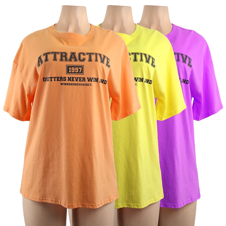 Оптовая продажа, женская одежда с графическим логотипом на заказ, женская футболка большого размера из 100% хлопка