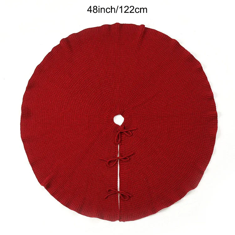 Custom Handmade 48 inch 122cm Knitted Fabric Large Personalized Xmas Wicker Collar Home Furnishing Christmas Tree Skirt Ornament