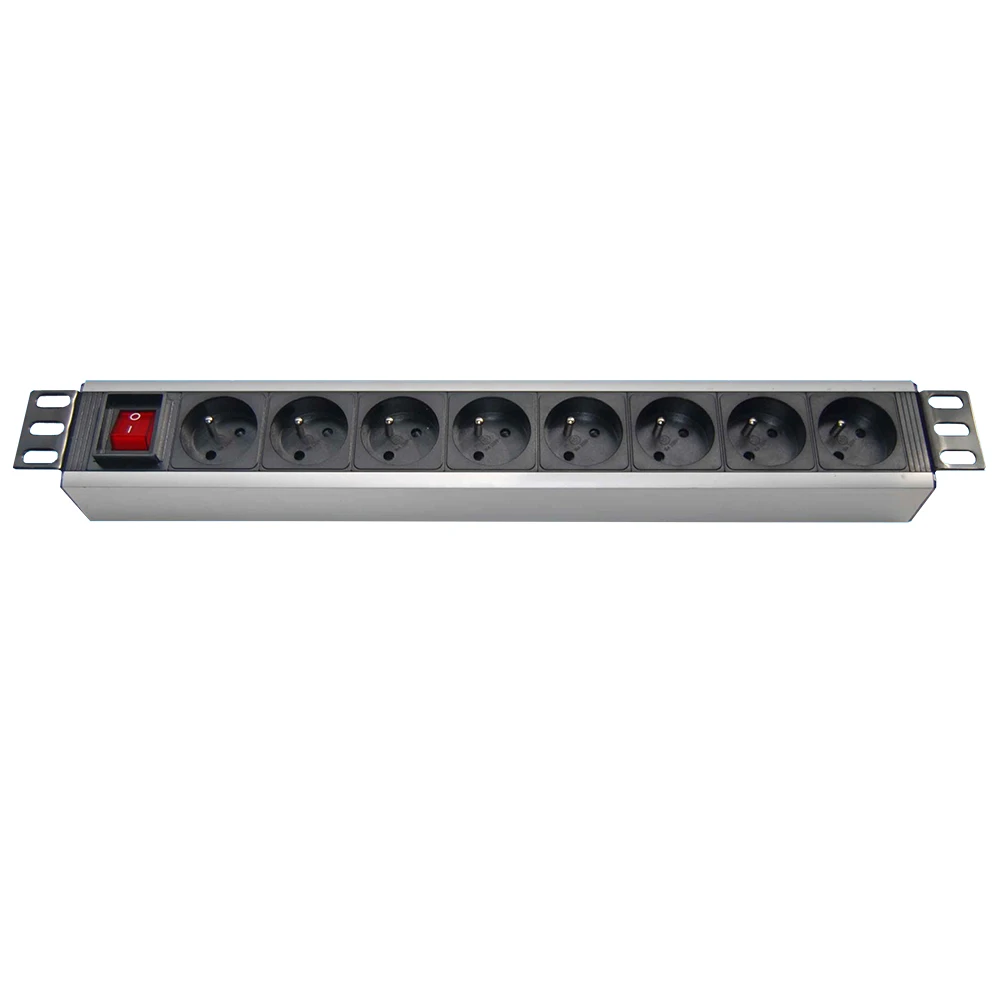 French 1.5U Rack Mount PDU 8 Outlet Power Strip With Switch