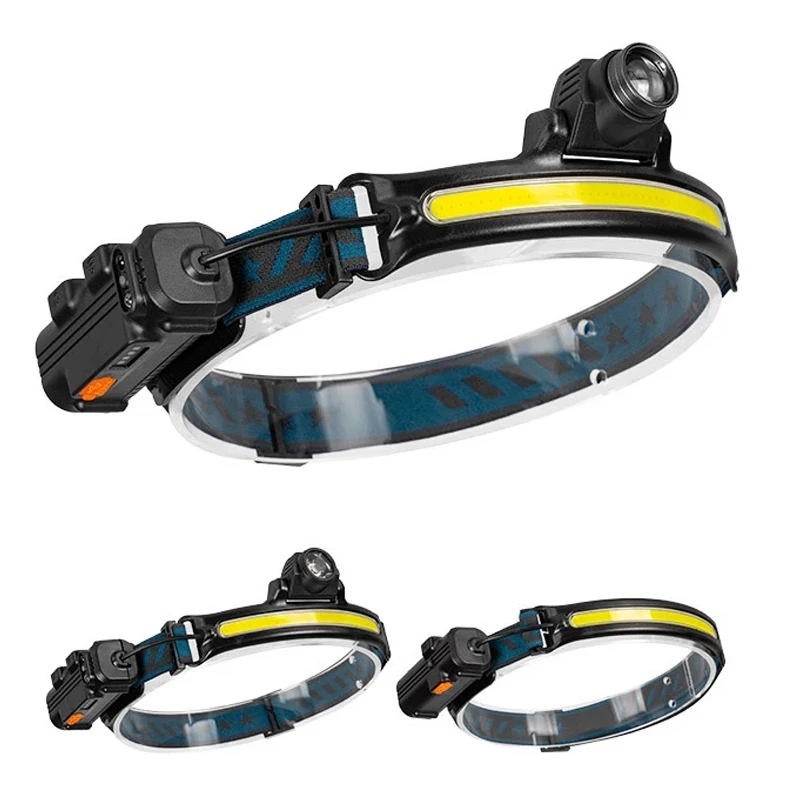 Led Miner Headlamp Motion Sensor XPG+COB Headlight USB Rechargeable Head Flashlight Rechargeable Battery Lithium Battery 3 Hours