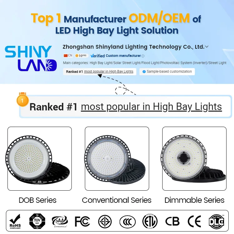 IP65 factory warehouse industrial 100w 150w 200W 300W ufo led DOB high bay light Suitable for Warehouse