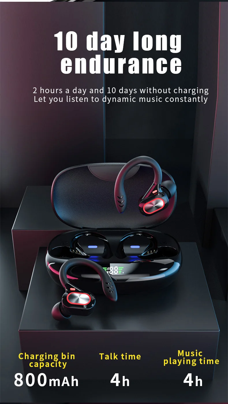 S730 Bluetooth 5.0 Headset TWS Wireless Earbuds Earphones HD Stereo Surround Sound Headphones Ear Hook Touch Control hearing aid