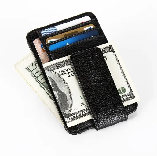 Wholesale 2021 RFID Credit Card Holder Lichee Pattern PU Leather Man Slim Magsafe Wallet  Money Clip