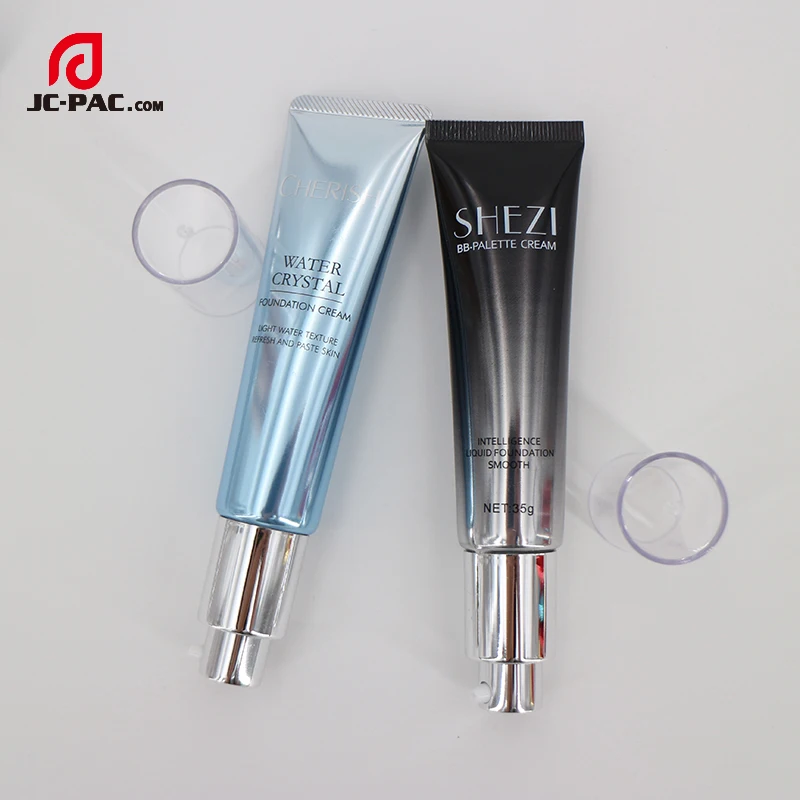 OEM Laser Printing Service Metallic Shiny Airless Pump Tube Aluminum Plastic Black Matte Tube