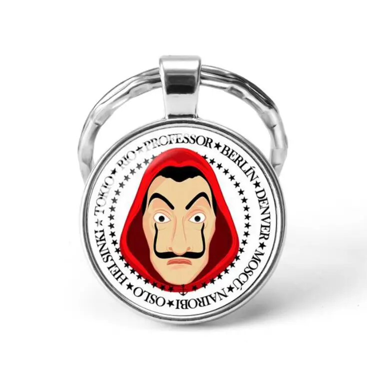 La Casa De Papel keyring The House of Paper necklace Money Heist Key chain Salvador Dali Professor Funny Key Chain Jewelry Gift