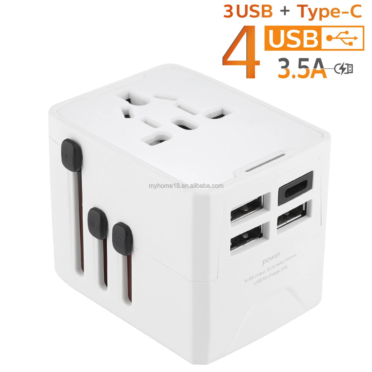 Universal changeable Plug Smart Quick Mobil Phone Travel Adapter Usb Type C Usbc 4 Port Pd Wall Charger