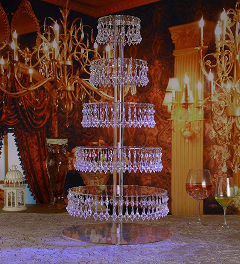 6 Ties Acrylic Cake Stand Wedding Table Centerpiece Cup Cake Display Shelf Crystal Road Lead For Event Party Decoration