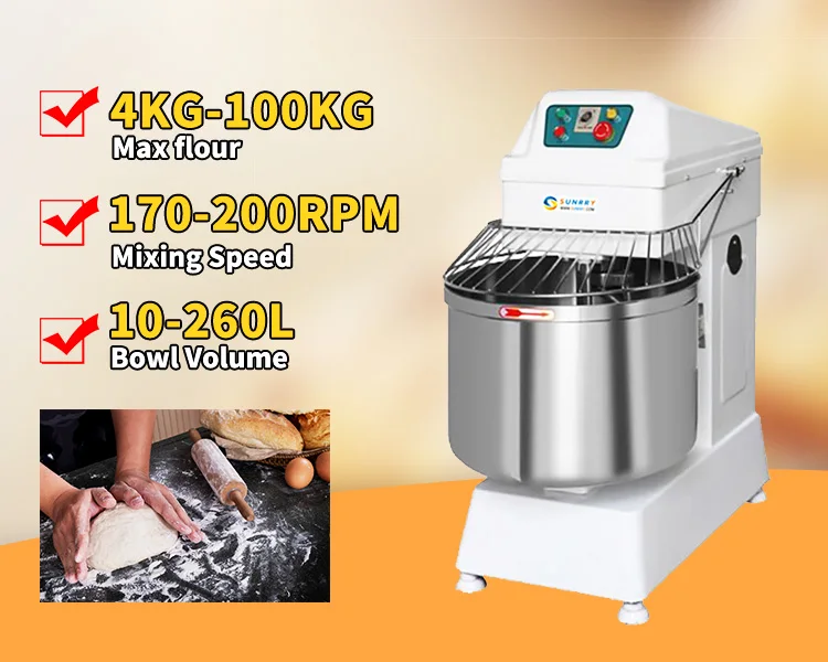 Sunrry Коммерческая спиральная тестомешалка 10L-260L чаша 4 кг-100 кг Макс для