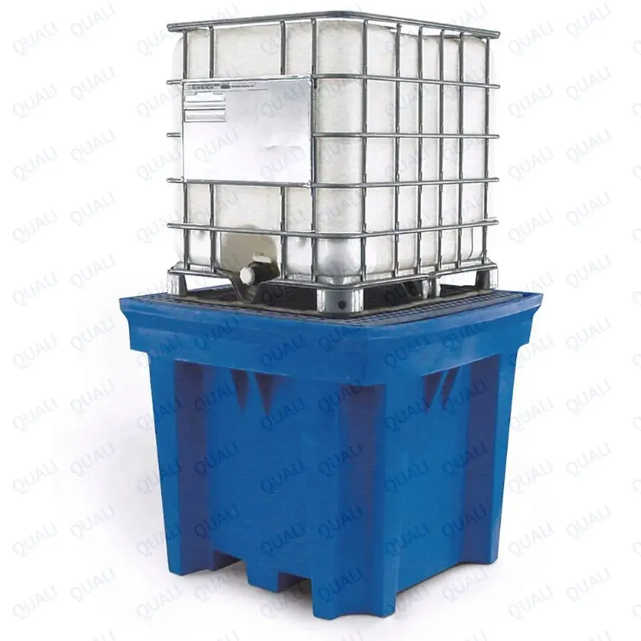 Quali Two Units IBC Tank Barrel Spill Containment Pure Material Plastic Spill Pallets For Double IBC Barrels Use
