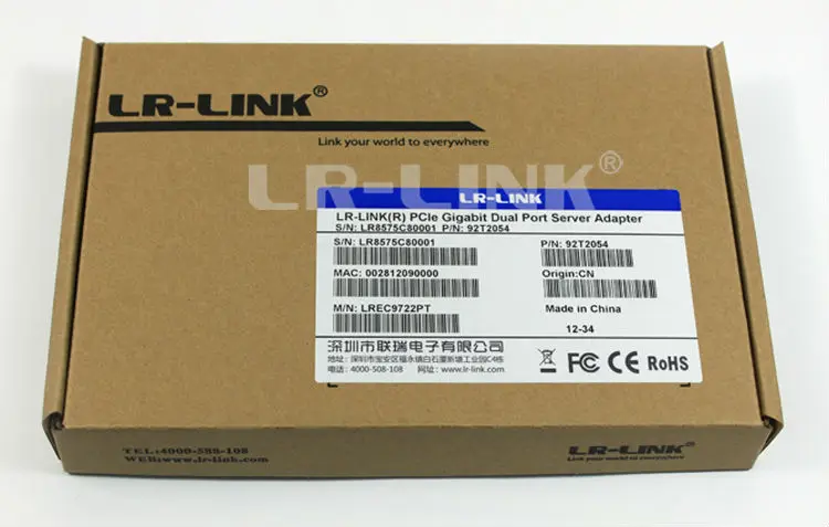 LR-LINK PCI Express X4 10/100/1000Mbps dual RJ45 port Intel I350 chip Ethernet Adapter for Server 2-port NICs