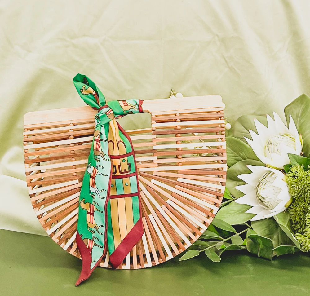 
Amazon top seller 2021 Eco friendly for Women Bamboo Handbag Handmade Large Tote Bag 