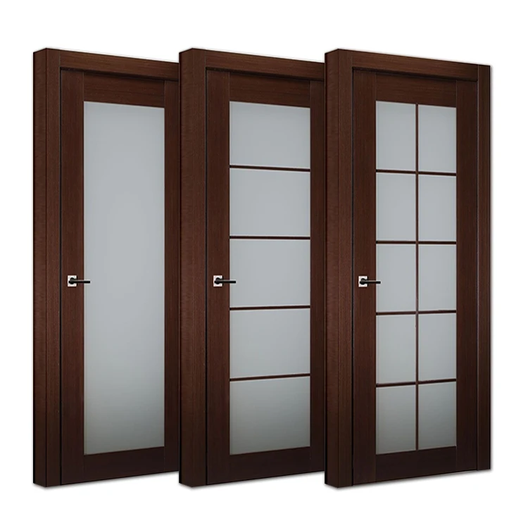 Modern indoor room wooden glass doors american french style interior bathroom white wood door with frosted glass panel inserts