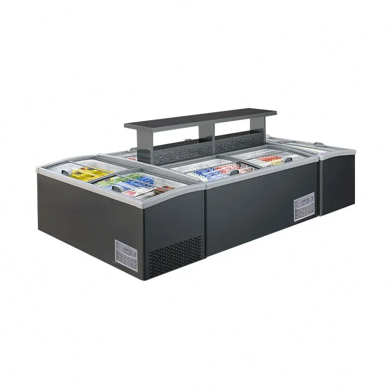 Commercial Supermarket Cabinet Storage Combination Display Island Freezer Horizontal Refrigerator