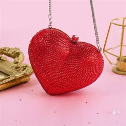 LEB1110 luxury heart shape crystal bags evening clutch women rhinestones crystal party bag