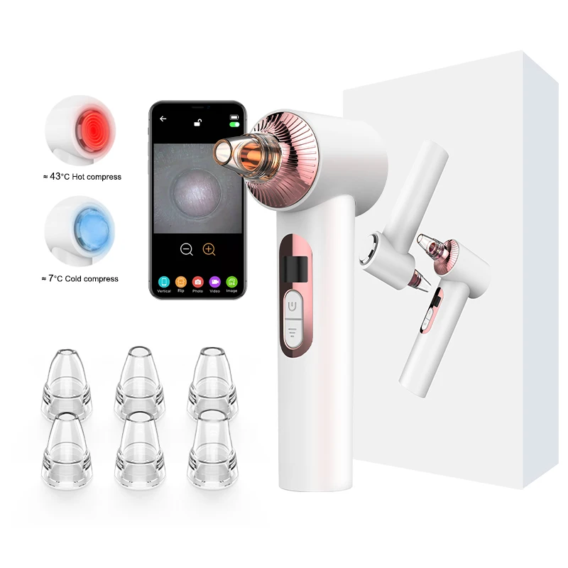 Hot & cold compress Visual Pore Cleaner LED PDT Photon therapy Acne Removal Blackhead Remover Vacuum With Built-in HD 20X Camera