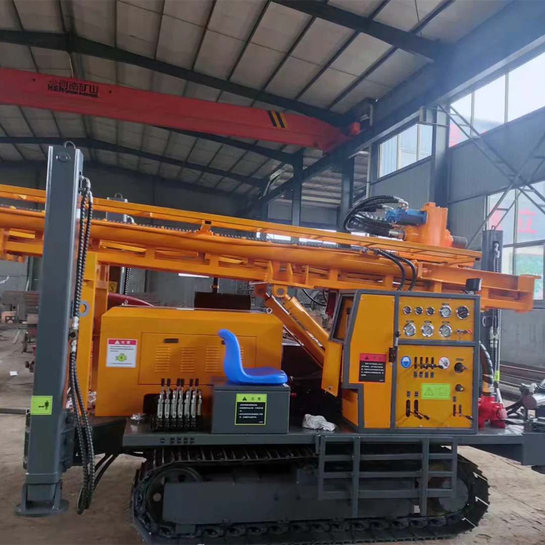 China crawler mounted diesel engine driven borehole DTH pneumatic water drilling rig machine well drilling rig mining machinery