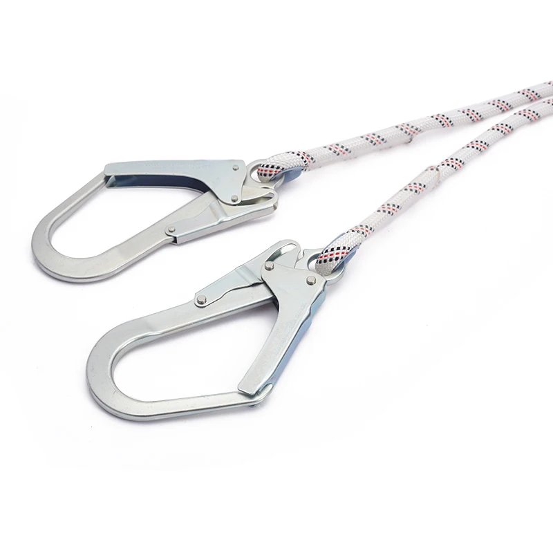 Double hook shock absorber Fall arrest elastic Lanyard for full body harness
