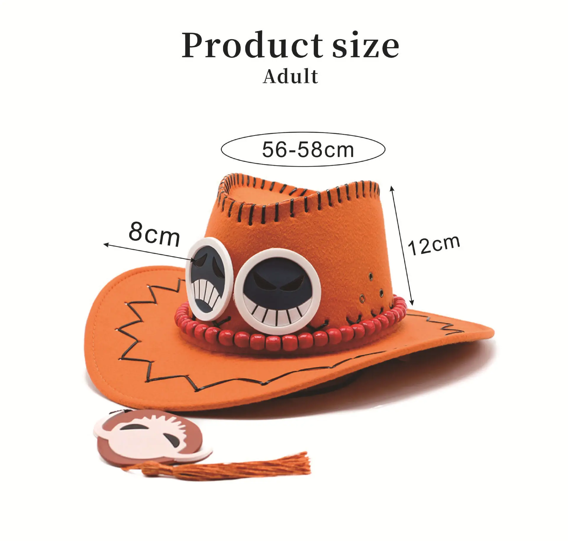 Funny Cool Wholesale OP Anime Cosplay Hat Portgas D Ace Hat Cowboy Hat Souvenirs Pirates Caps Bones Skull Toys Collection Gift