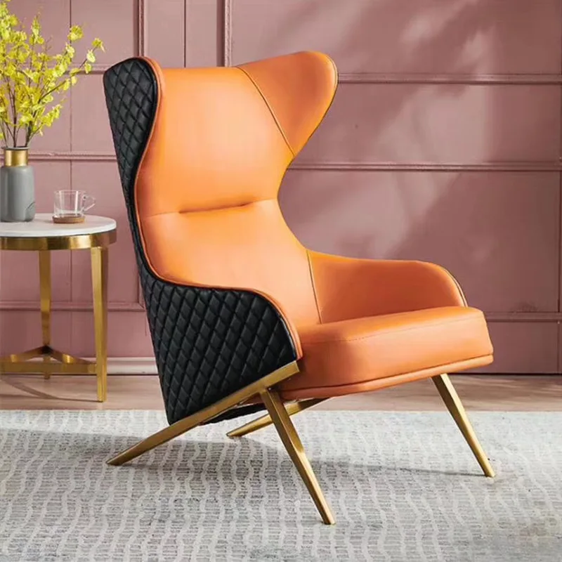 Living Room Furniture Lounge chair wooden luxurious metal armrest lounge chair