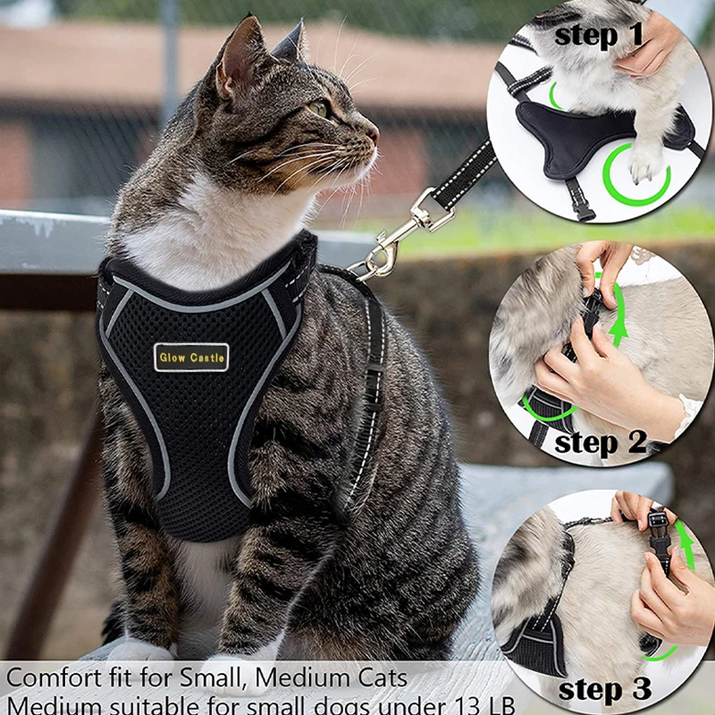 Designer Custom Adjustable Pet Pad Cat Harness Set Vest Wholesale Leads Logo Car Private Label Lift Cat Harness And Leash Set