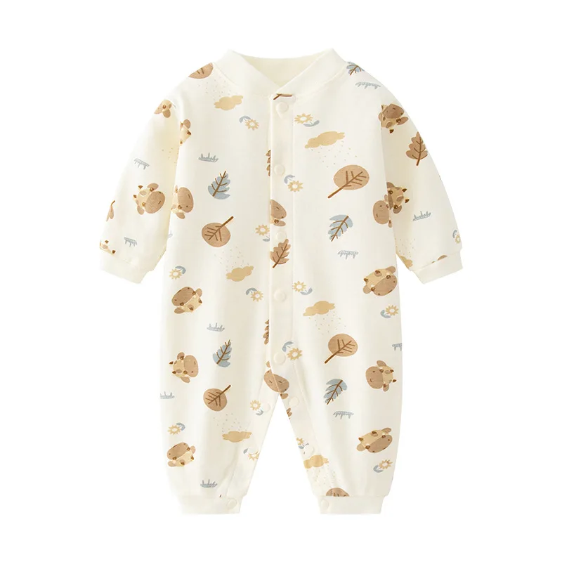 2024 Spring Baby Clothes Newborn Breathable Cotton Jumpsuit Infant Girls Jacquard Romper Toddler Boy Cute Printing Clothing Set