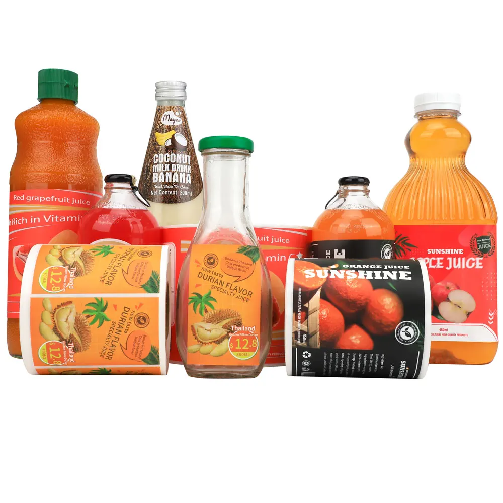 Custom Adhesive Printing Clear Transparent Label Logo Vinyl Sticker Beverage Bottle Label