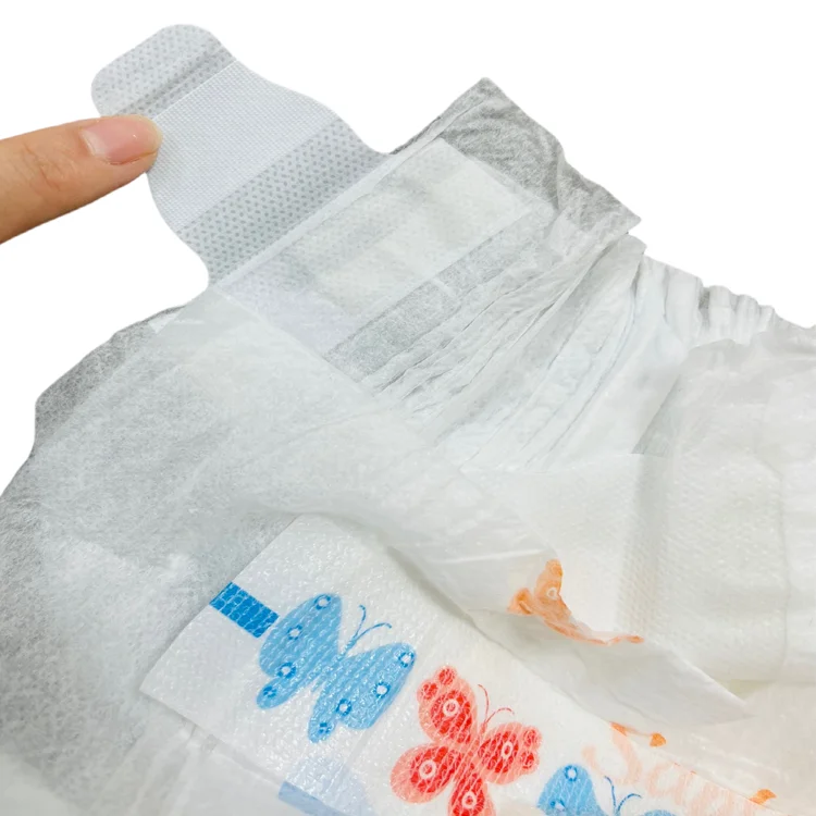 Wide elastic waist band thick Baby diapers made by fluff pulp cotton baby diaper nappies 12 hours no leakage