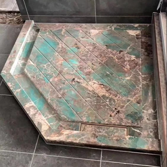 Амазонит бирюзовый зеленый гранит натуральный камень для ванной комнаты душевая кабина мрамор