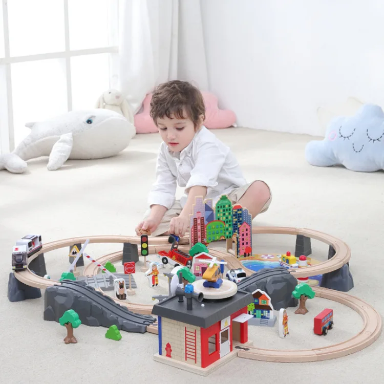 New Arrival Customization Wooden Train Slot Sets Toys For kids Brain and Track Train Slot Toy For Children Diy Train