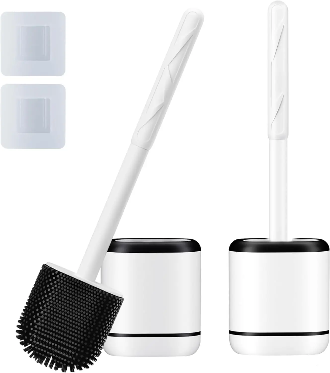 Toilet Brush, 2 Pack Toilet Bowl Brushes and Holder Set, Silicone Toilet Brush with Ventilation Holder for Deep Cleaning