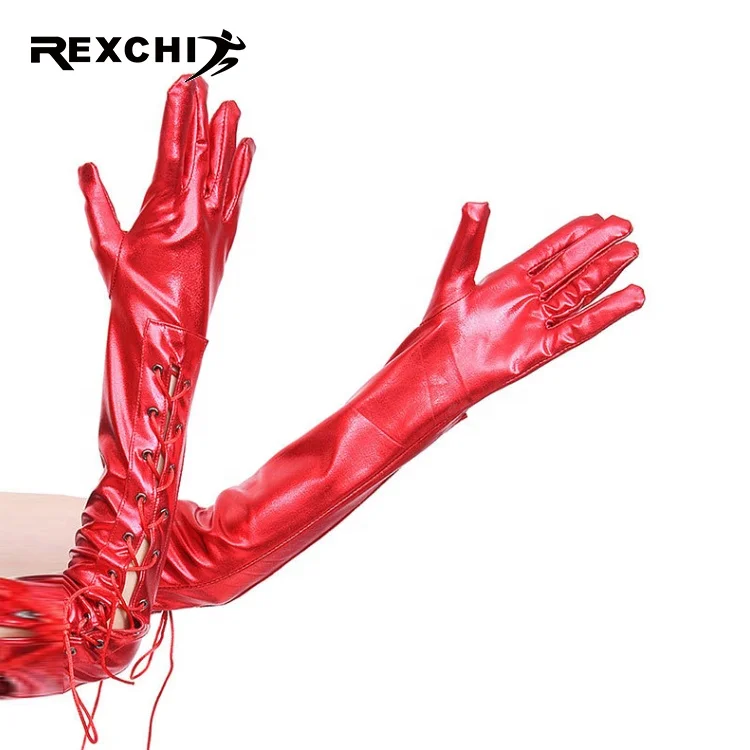 REXCHI 192840 Wholesale Fashion Opera Winter Pu Colorful Thin Leather Length Women Long Elbow Sexy Long Gloves
