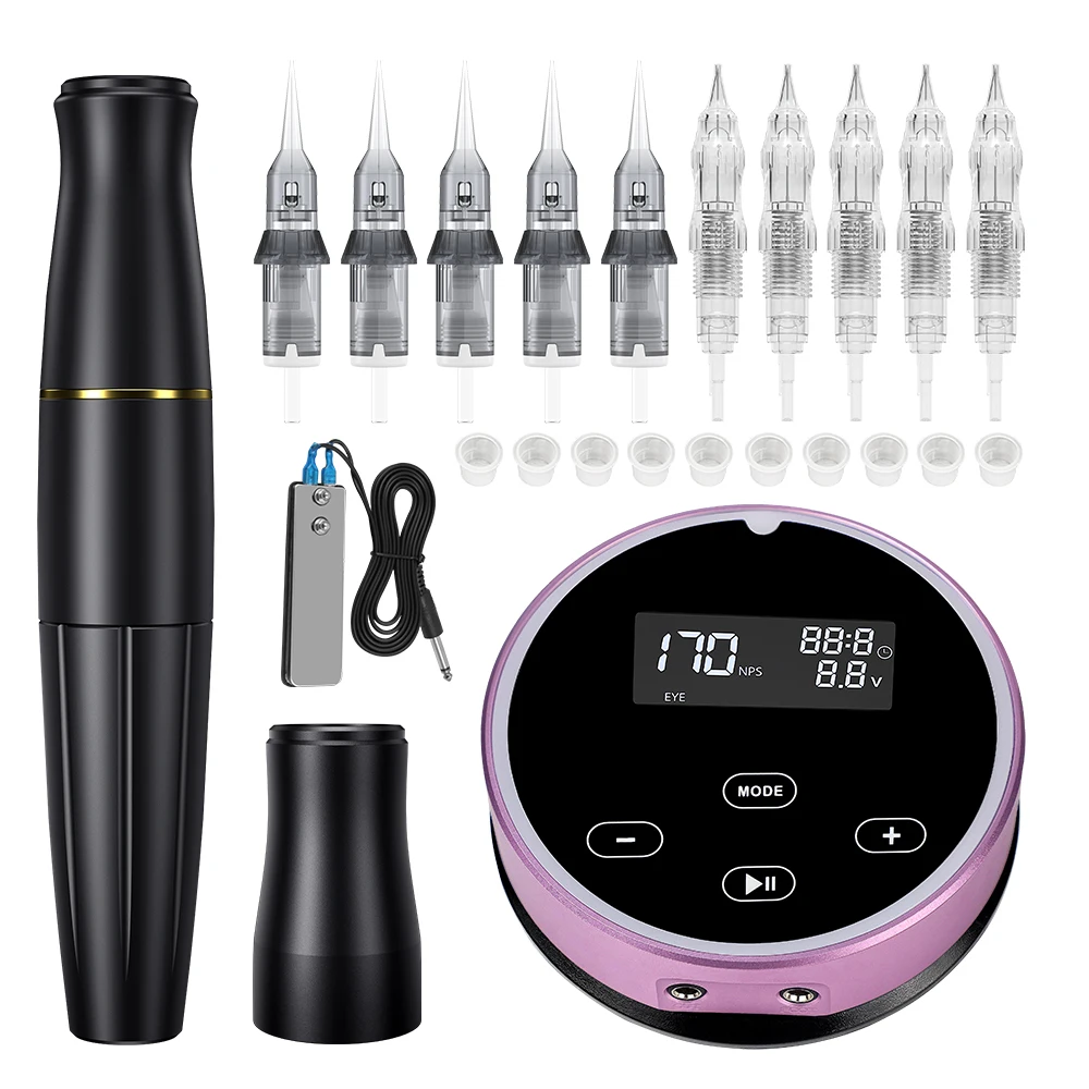 Permanent Makeup Tattoo Machine Kit Dual Eyebrow Microblading Machine Kit DIY Machine With Tattoo Cartridge Needle