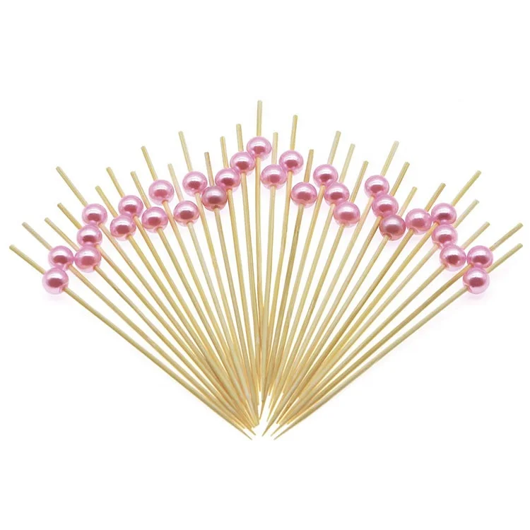 Appetizers Drinks Fruits Party Food Skewers Bamboo Cocktail Picks Pink Ball