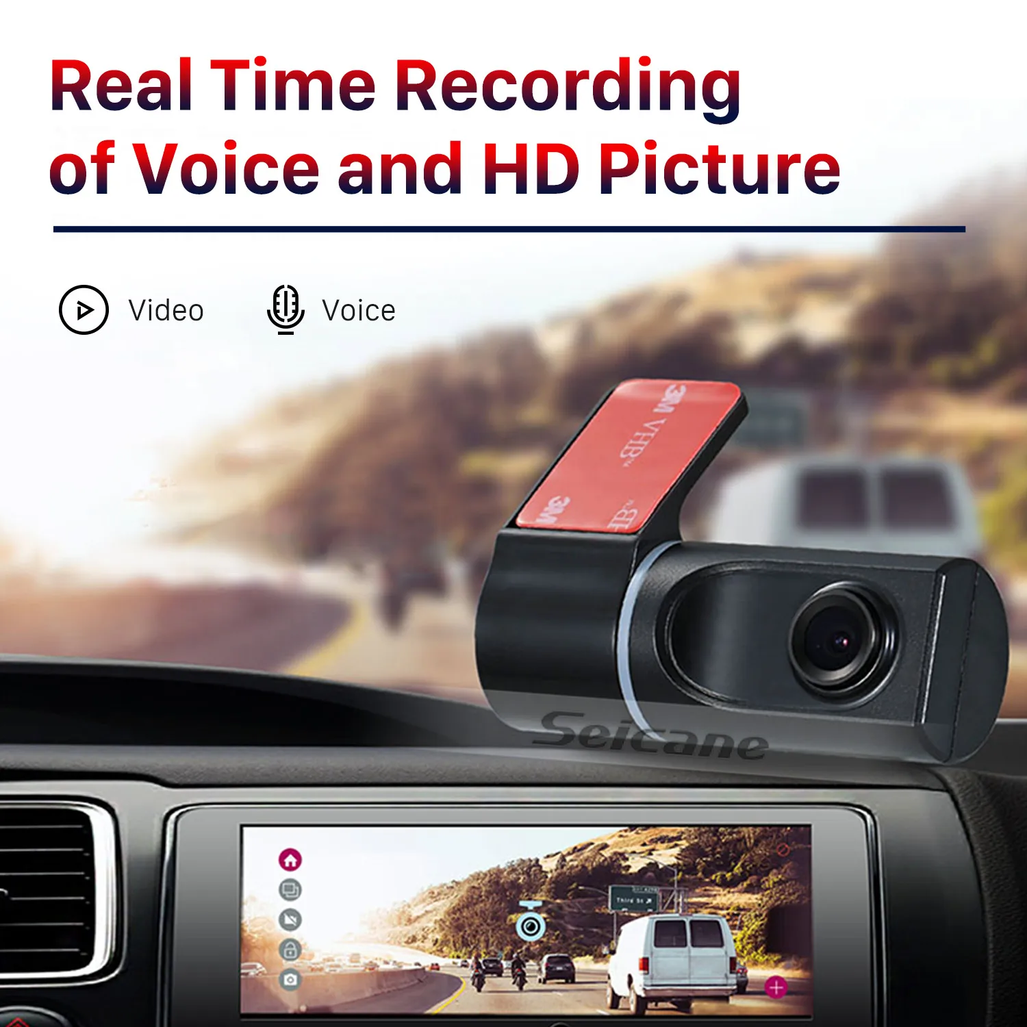Seicane HD USB DVR camera records video and supports 360 Rotatable android car dvd