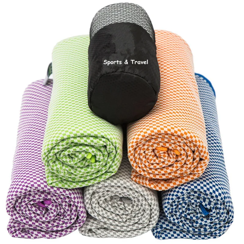 Оптимальное охлаждающее быстросохнущее бамбуковое полотенце на заказ для путешествий, занятий спортом, занятий спортом, фитнеса, с сетчатой сумкой, полотенца для гольфа, ралли