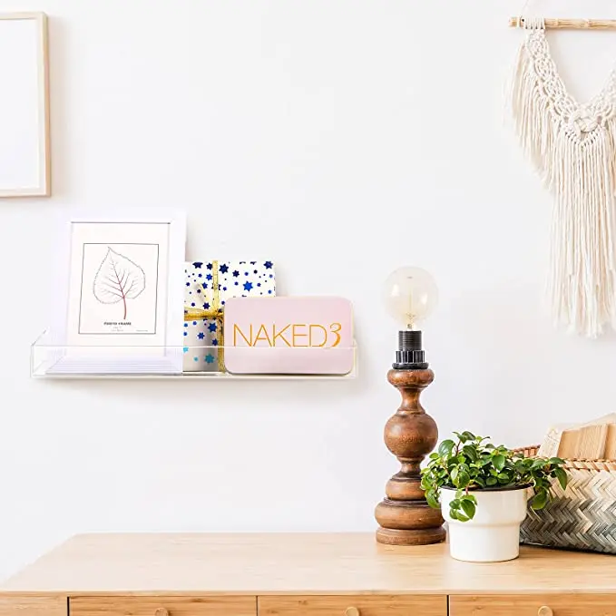 2 pack extra thick  bathroom shelving clear acrylic wall mounted floating shelf