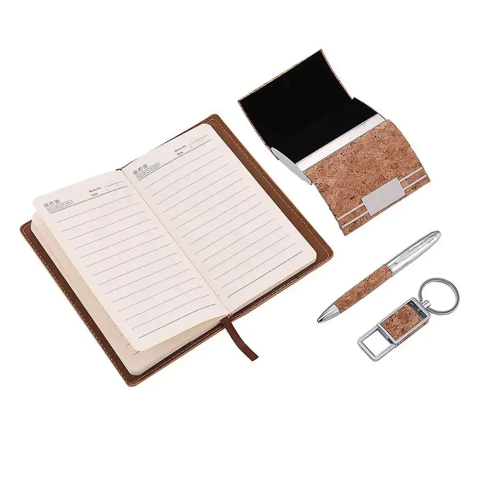 Eco Friendly Cork Notebook Set Custom Company Corporate Promotional Gift items Set Business Stationary Set