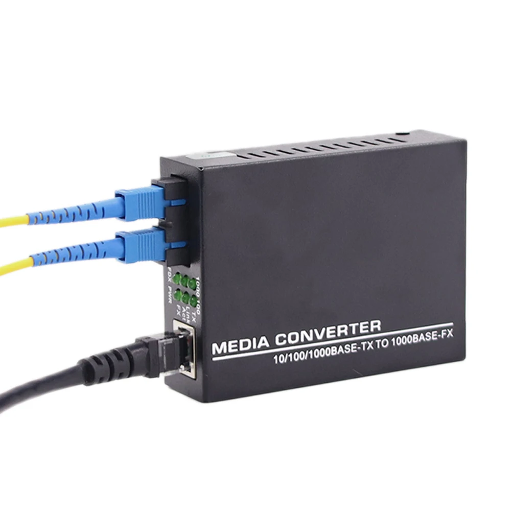 
1000M RJ45 SC Connector Gigabit Single Mode dual Fiber Wdm 20km Fast Ethernet Fiber Optic Media Converter 