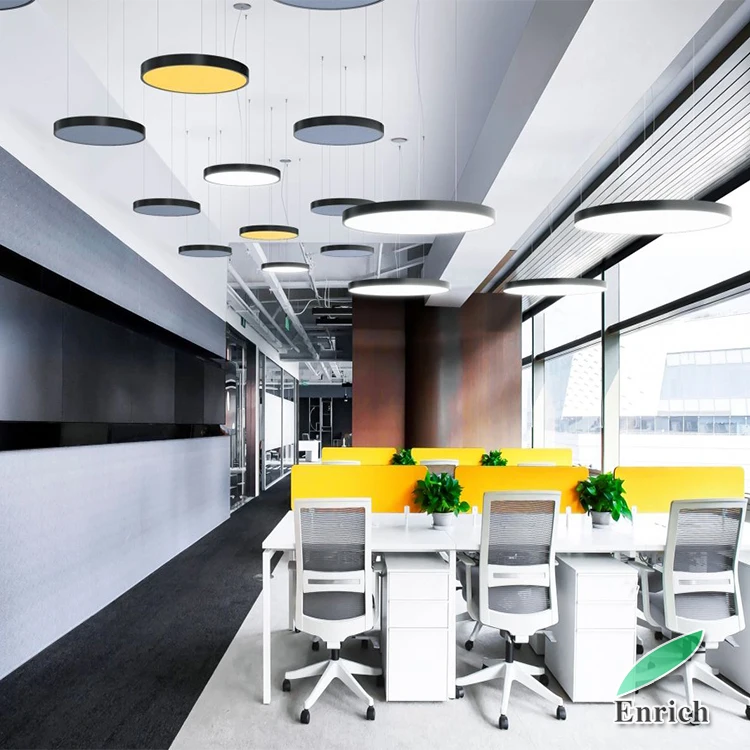 Dali Dimmable White/Silver/Black Finish Acoustic Circle LED pendant lamp Hanging Lights for Hotel Lobby School Hall