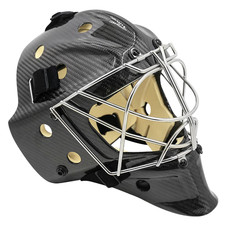 High Quality 9-layer Carbon fiber Ice Hockey Goalie Mask/Helmet with 4.8 wire diameter Stainless steel