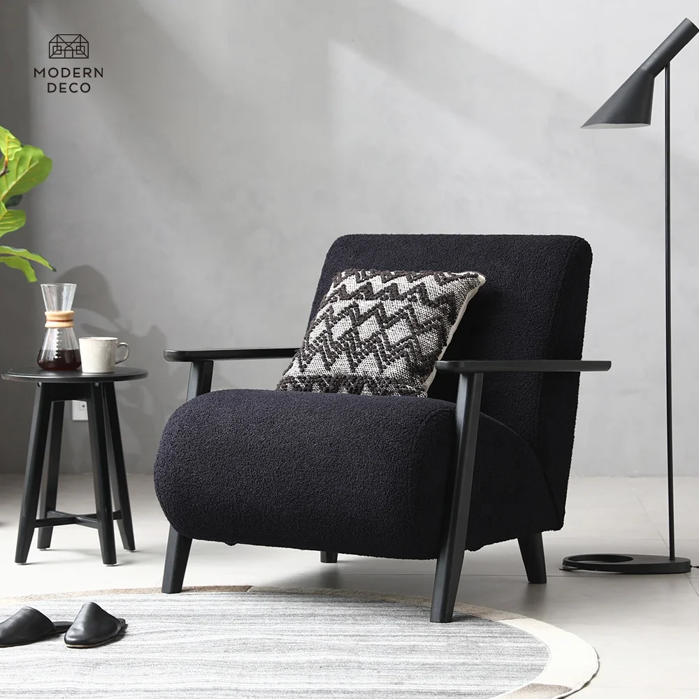 Кресло sherpa boucle кресло для гостиной Современная декоративная обивка белая черная ткань и дерево