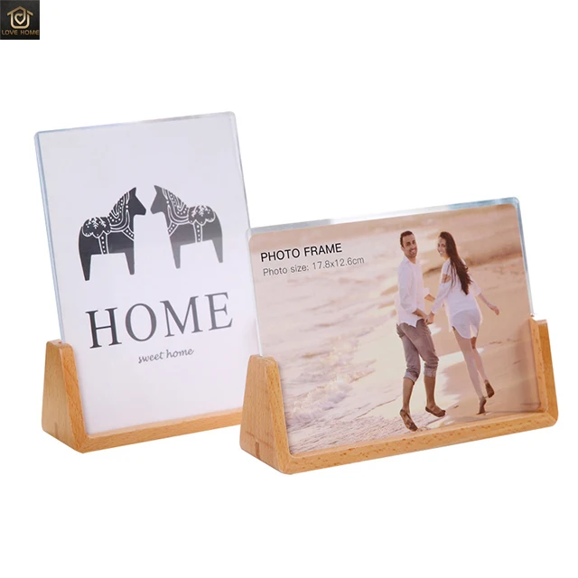 U shaped beech photo frame Custom wood photo frame Desktop decoration crafts
