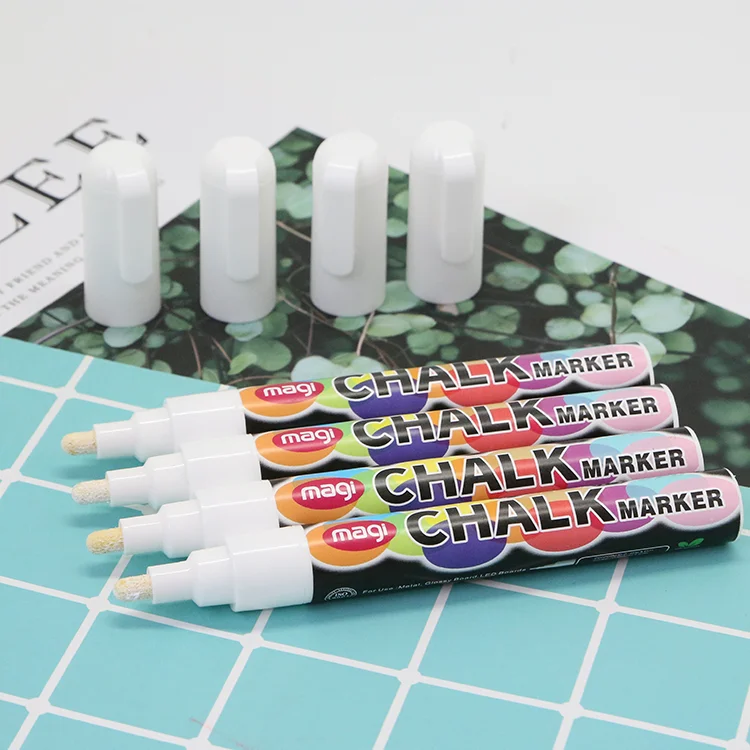 
4 sticks/set 6mm Liquid Chalk Marker Pen - White Dry Erase Marker - Chalk Markers for Chalkboard Signs Windows Blackboard Glass 