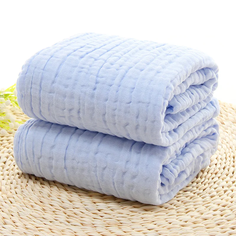 Baby Solid Colors Absorbent Towel Quilt 100% Cotton Gauze 6 Layer Muslin Swaddle Blanket