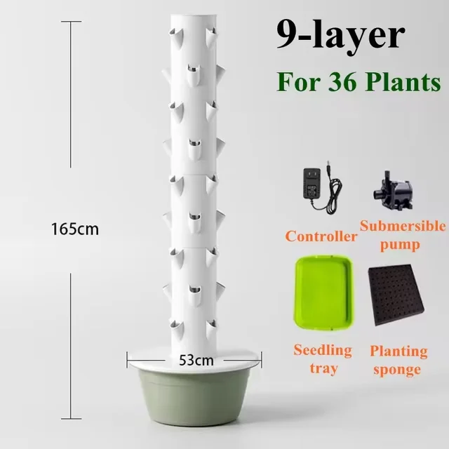Hydroponics Growing System Indoor Vertical Plant Growing Tower 9 Layers Aeroponic Tower on Sale