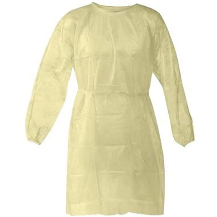 SJ PPE Isolation Gown Medical Grade Hospital Doctor Nurse Protection Gown Disposable Non-woven Isolation Gown Yellow